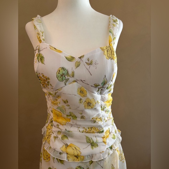 Y2K Ruby Rox romantic cottage fairy Floral Yellow Dress size 9 - Picture 2 of 13